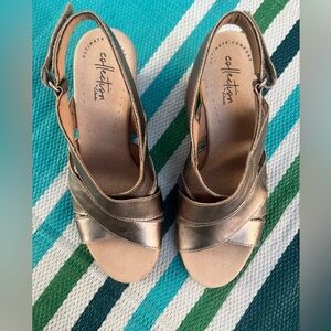 🎉✨👡 Clarks Collection Lafley Krissy Espadrille Wedge Bronze Sandal Size 7.5